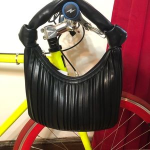 Mini Faux Leather Pleated Bag